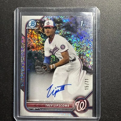 2022 Bowman Chrome Draft Trey Lipscomb 1st Sparkle Refractor Auto /71 #CDA-TLB - Image 1 of 2