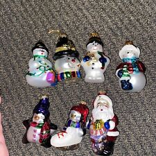 Lot of Glass Blown Ornaments Snowman +other Thomas Pacconi USA Vintage + Other