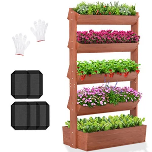 NAIZEA 5 Tier Raised Garden Bed Tall 67'' Vertical Elevated Standing Planter Box - Picture 1 of 19