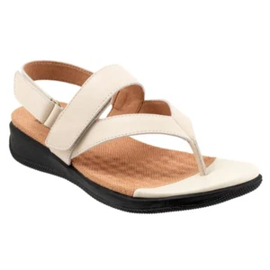 Women's Ivory Luggage Leather Upper with V-shaped Strap Sandals - Picture 1 of 5