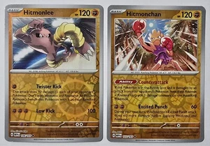Pokemon 151 Hitmonlee & Hitmonchan Reverse Foil Evo Set 106 107 NM ENGLISH - Picture 1 of 6