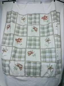 Waverly Shower Curtain Garden Room Green Gingham Rose Floral 64x66 Cottagecore - Picture 1 of 8