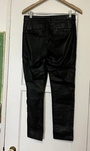7 For All Mankind Black Faux Leather Mid Rise Skinny Legging Pant Womens Size 25 - Picture 1 of 9