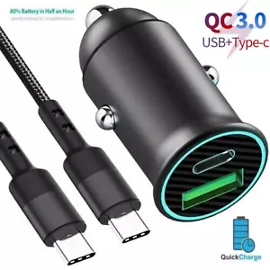 Fast Car Charger 2 Port USB + TYPE C Universal LED Socket Adapter For All Phones - Picture 1 of 9