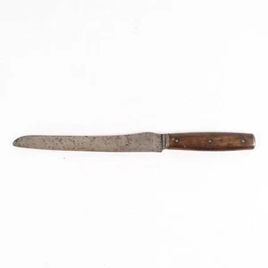 Carving Butcher Knife 7 3/4" Blade 19th Century Carbon Steel Pewter Bolster - Picture 1 of 8