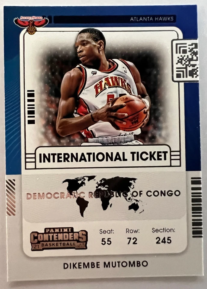 2021-22 Panini Contenders International Ticket Dikembe Mutombo #28 Atlanta Hawks - Image 1 of 1
