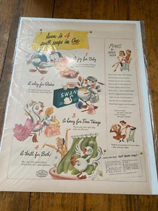 Anuncio vintage 1944 Swan Soap A Thrill for Bath - Imagen 1 de 1