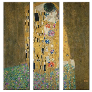 TIME4BILD GUSTAV KLIMT El beso 3 Partes LIENZO IMÁGENES GICLEE 90cmx90cm Arte - Imagen 1 de 5