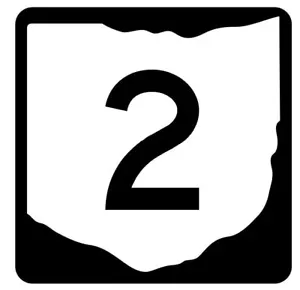 Calcomanía calcomanía calcomanía señal de carretera Ohio State Route 2 señal de tráfico R8259 - Imagen 1 de 1