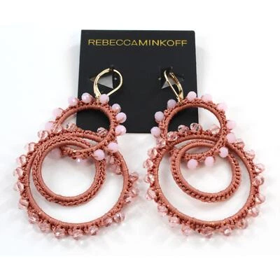 Rebecca Minkoff Beaded 3" Dangle Earrings $78 Tags #RM300 - Image 1 of 3