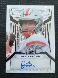 Devin Brown 2023 Leaf Metal 1/1 Silver Wave Autograph Football Card PA-DM1 - Picture 1 of 10