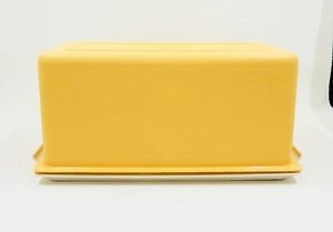 Plato de mantequilla Tupperware cosecha oro almendra 639 638 1 libra 4 palos - Imagen 1 de 9