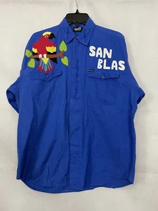 Vintage Bird Camp Shirt Colorful Macaw Size XL Button Down San Blas Didacta - Picture 1 of 12
