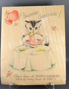 Vintage Gibson Valentinstagskarte SWEET KITTY KATZE ANTHROPOMORPH lustig weise Knacker - Bild 1 von 24