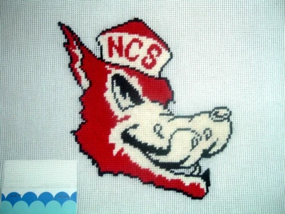 Vintage North Carolina State University Wolf Pack Needlepoint Canvas - Image 1 of 2