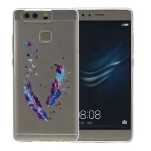 Henna Cover per Huawei P9 Custodia Protettiva IN Silicone Bumper Astuccio Piume - Foto 1 di 5