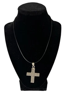 Sterling Silver 925 Beaded Cross Pendant Vintage Unisex - Picture 1 of 8
