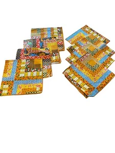 Set di nove tovaglioli vintage patchwork colorati colori autunnali NOS - Foto 1 di 8