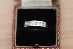 Anillo de media eternidad moissanita 375 oro 9ct vintage talla L 3,2 g [leer] - Imagen 1 de 15