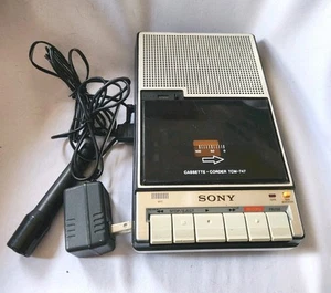 Vintage Sony Cassette-Corder TCM-747 Player/Recorder, Power Cord , Microphone - Picture 1 of 14