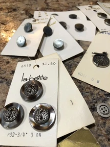 Gray Silver Button Lot New Packages Vintage Stock - Picture 1 of 17