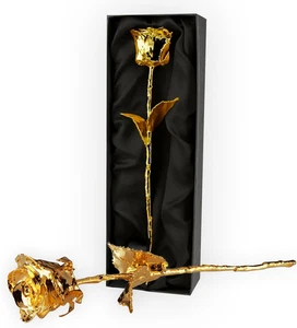 24 K Rosa D'Oro, Con Certificato Di Autenticità, ± 28 - 30 Cm, Scatola Nera - Foto 1 di 12