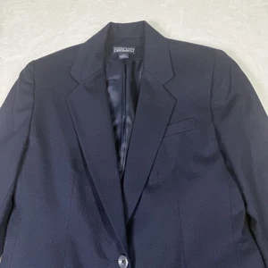 Vintage Lands End Blazer Womens Size 8 Navy 100% Wool Made in USA - Picture 1 of 9
