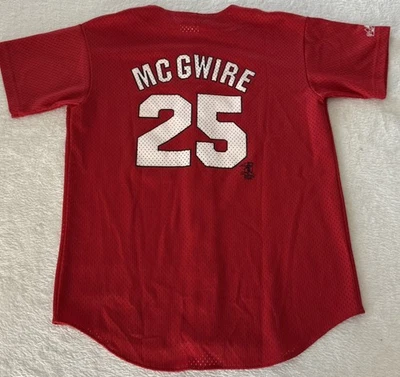Camiseta Majestic St. Louis Cardinals Mark McGwire 25 Juvenil L Roja Usada en Excelente Condición Foto 1 de 4