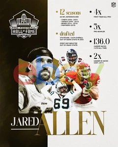 Jared Allen 2025 Hall of Fame Lebenslauf Collage Minnesota Vikings 8x10 NFL Foto - Bild 1 von 1