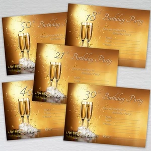 18th,21st,30th,40th,50th Birthday Invitations Male Party Invites Champagne - Picture 1 of 6