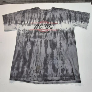 AC/DC Shirt Mens Medium Gray Black Tie Dye High Voltage Band Rock Graphic Tee - Picture 1 of 7