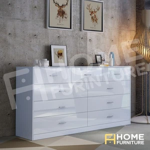New 9 Chest of Drawers Cabinet Dresser Table Lowboy Storage Bedroom Gloss White - Picture 1 of 7
