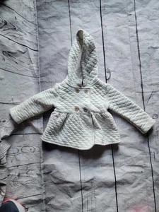 Carter’s Baby Mädchen 18M gesteppt meliert grau Erbse Mantel Jacke Kapuze Knopf - Bild 1 von 6