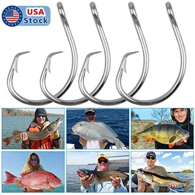 50PCS Stainless Steel Tuna Circle Hook Big Game Sea Fishing Hook 8/0-14/0 39960 - Image 1 of 4