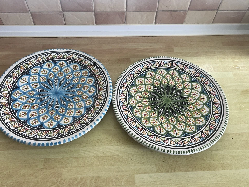 Vintage Moroccan / Tunisian Painted Ceramic Multicolour Serving Bowl 12” - Image 1 of 1