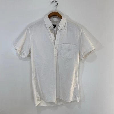 J. Crew Hombre Oxford Popover Manga Corta Algodón Talla Pequeña Blanco Foto 1 de 4