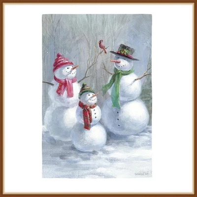 BANDERA DE JARDÍN EVERGREEN *FAMILIA MUÑECO DE NIEVE* COLECCIÓN DE LINO BRILLANTE - NUEVO Foto 1 de 4