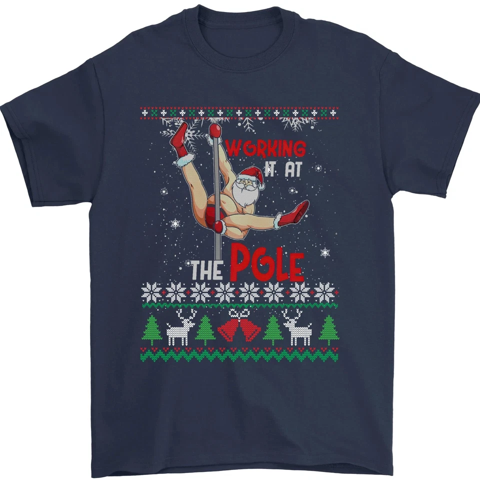 Suéter Feo Navidad Trabajando en el Polo Divertido Santa Navidad Unisex Camiseta Foto 1 de 1