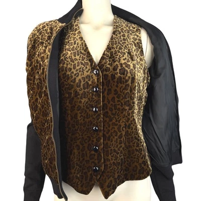 Lauren Ralph Lauren Velvet Vest and Jacket Set Leopard Print Luxury Size Small - Image 1 of 4