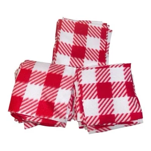 Red & White Checkered Fleece Squares 8x8 - 70 Sqaures - Picture 1 of 1