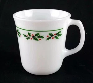 Corning Pyrex Holly Days D-Handle Milk Glass Coffee Mug Tea Cup - Picture 1 of 5