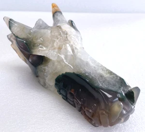 5'' Natural Geode AGATE Carved Realistic - Dragon Skulls Gemstone & Crystal - Picture 1 of 10