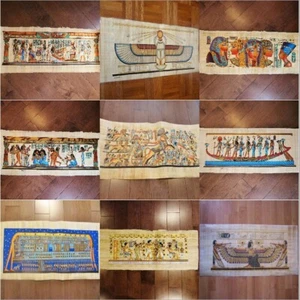 Conjunto de colección 9 enormes pinturas de arte firmadas de museo de papiro egipcio_32X12" pulgadas - Imagen 1 de 10