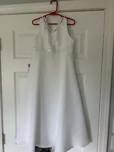 USED ONCE-Girls Size 7/8 White Dress-Communion, Flower Girl, etc (w/ slip liner) - Picture 1 of 2