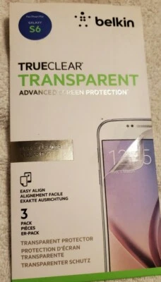 BELKIN SAMSUNG GALAXY S6 TRUE CLEAR TRANSPARENT SCREEN PROTECTOR FOR (3 PACK) - Image 1 of 2