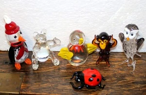 Kleine Vintage Kunst Glas Tier Figuren zur Auswahl Pinguin Marienkäfer Affe Bär etc - Bild 1 von 42