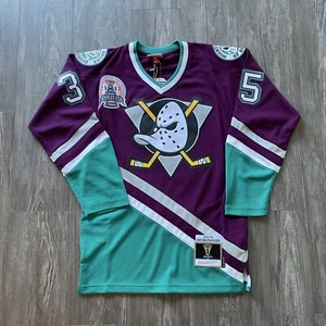 MITCHELL & NESS ANAHEIM MIGHTY DUCKS L JEAN GIGUERE BLUE LINE JERSEY $200 RETAIL - Picture 1 of 6