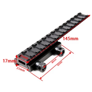 20mm Picatinny Extended Riser Rail Hunting Rifle Mount Base Adapter 145mm Long - Picture 1 of 4