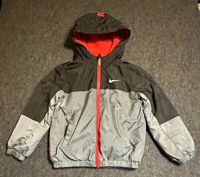 Nike Just do It Hooded Jacket Boy's Small Red/Black/Gray Full Zip OutdoorA12 - Image 1 of 4