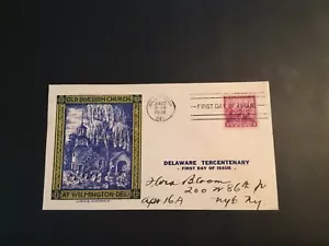 FDC 1938 #836-18 1st STAEHLE DELAWARE TERCENTENARY 3 Cent Cachet USA - Picture 1 of 2